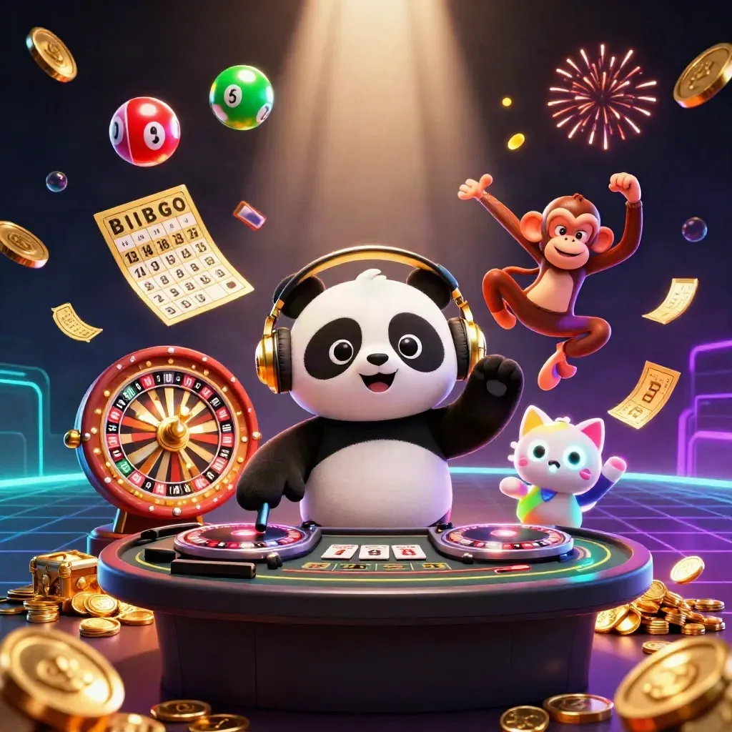 Panda DJ, monyet breakdance, dan kucing rave di tengah ledakan koin emas dan neon.